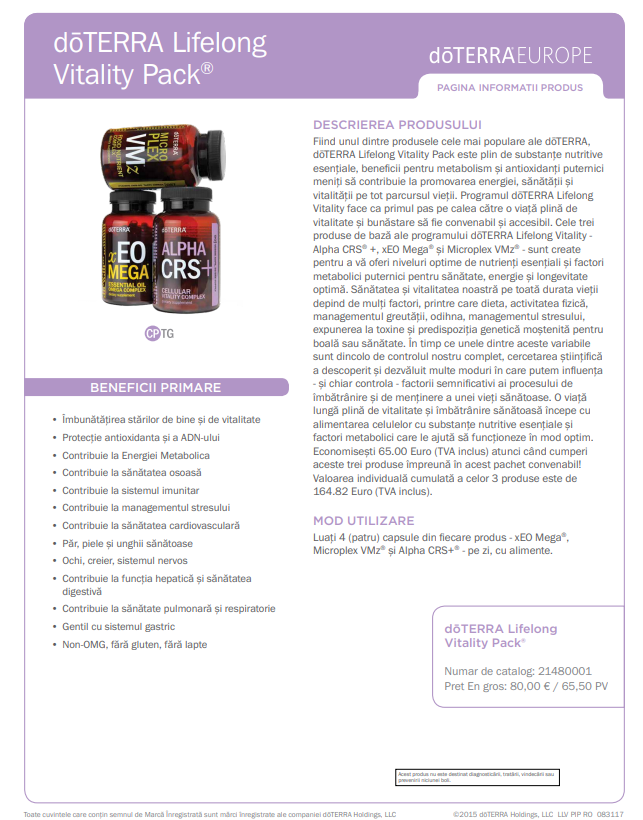 Supliment Life Long Vitality Pack doTERRA